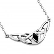 Black Onyx Celtic Knot Silver Necklace